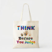 DENK VOOR U rechter bent Tote Bag (Voorkant)