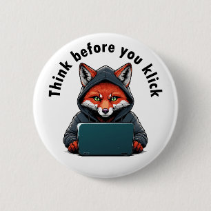 Denk voordat je klikt - Cyberbeveiliging Ronde Button 5,7 Cm