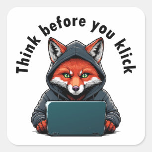 Denk voordat je klikt - Cyberbeveiliging Vierkante Sticker