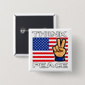 DENK VREDE VIERKANTE BUTTON 5,1 CM (Voorkant /achterkant)