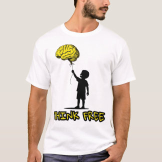 Denk Vrij – Minimalistische Hersenballon Illustrat T-shirt