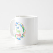 Denk vrolijke gedachten motivatie quote mok (Voorkant links)