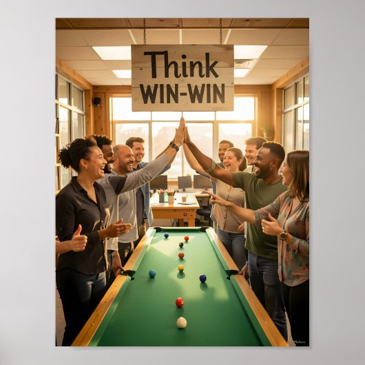 Denk Win-Win Teamwerk Viering Poster (Voorkant)