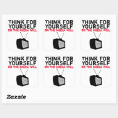 Denk zelf: gehypnotiseerde tv vierkante sticker (Vel)