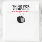 Denk zelf: gehypnotiseerde tv vierkante sticker (Tas)