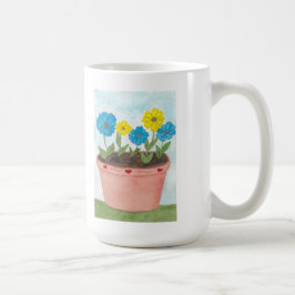Denkbeeldige Bloemen in Bloempot met Harten Koffiemok