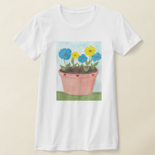 Denkbeeldige Bloemen in Bloempot met Hartjes T-shirt