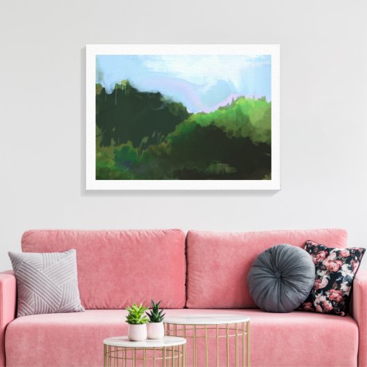 denkbeeldige groene bergen canvas afdruk (Insitu (Woonkamer))