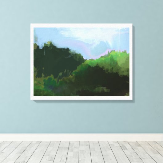 denkbeeldige groene bergen canvas afdruk (Insitu (Houten vloer))