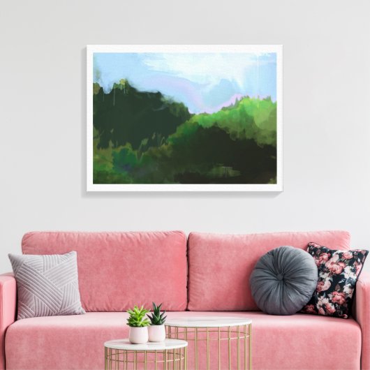 denkbeeldige groene bergen canvas afdruk (Insitu (Woonkamer))
