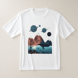 denkbeeldige planeten met ringen en manen t-shirt
