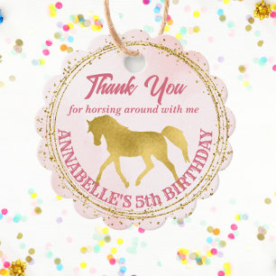 Denkcadeau voor roze en gouden cowgirl voor paarde bedankjes labels