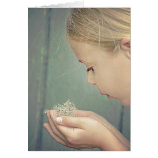 denken aan dandelion zaden in de hand (Voorkant)