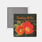 Denken aan de helderrode cactus foto-ventilator magneet (Voorkant / Achterkant)