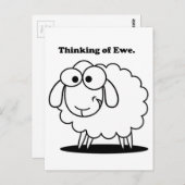 Denken aan Ewe Lamb Sheep Schattigee Cartoon Briefkaart (Voorkant / Achterkant)