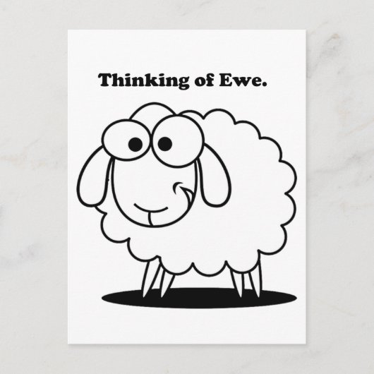 Denken aan Ewe Lamb Sheep Schattigee Cartoon Briefkaart (Voorkant)