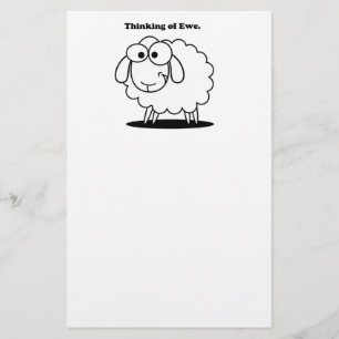 Denken aan Ewe Lamb Sheep Schattigee Cartoon Briefpapier