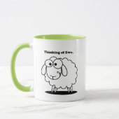 Denken aan Ewe Lamb Sheep Schattigee Cartoon Mok (Links)
