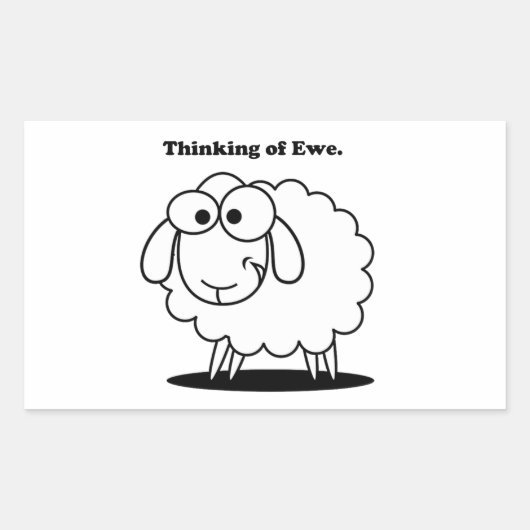 Denken aan Ewe Lamb Sheep Schattigee Cartoon Rechthoekige Sticker (Voorkant)