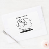 Denken aan Ewe Lamb Sheep Schattigee Cartoon Rechthoekige Sticker (Envelop)