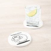 Denken aan Ewe Lamb Sheep Schattigee Cartoon Zandsteen Onderzetter (Zijkant)