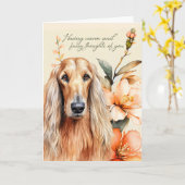 Denken aan je Afghan Hound Dog met Perzik Lelies Kaart (Gele Bloem)