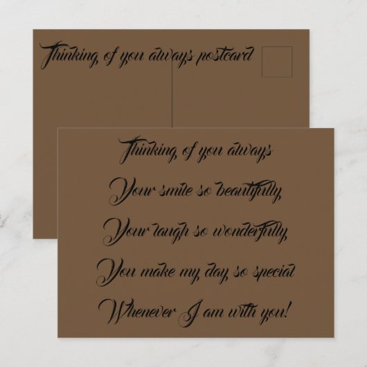 denken aan je briefkaart (Voorkant / Achterkant)