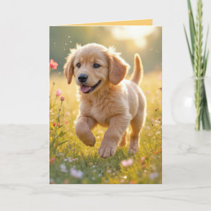 Denken aan je Golden Retriever puppy in een weide Kaart