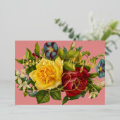 Denken aan je hart op kleurrijke  Rozen Folie Uitnodiging (Staand Voorkant)