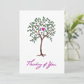 Denken aan je kaart, boom met hart bedankkaart (Staand voorkant)