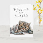 Denken aan je Kat in een deken Kaart (Gele Bloem)