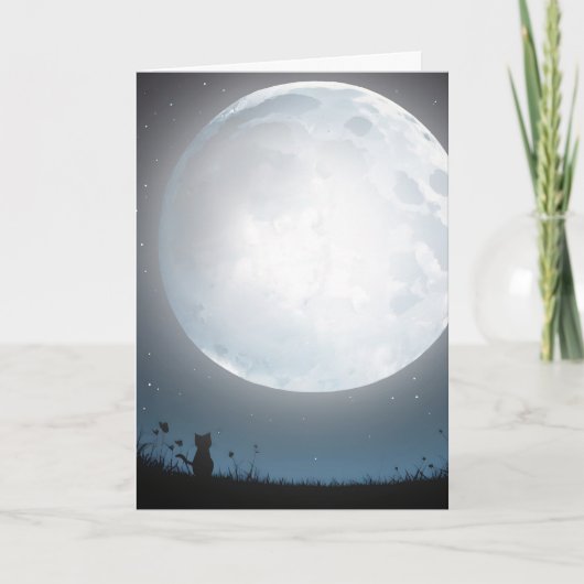 Denken aan je Kat in maanlicht Kaart (Voorkant)