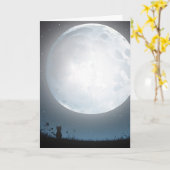 Denken aan je Kat in maanlicht Kaart (Gele Bloem)