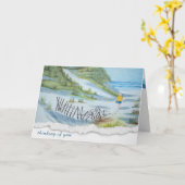 denken aan je kind op het strand waterverf kunst kaart (Gele Bloem)