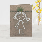 Denken aan je krijt kunst meisje met een hart kaart (Gele Bloem)