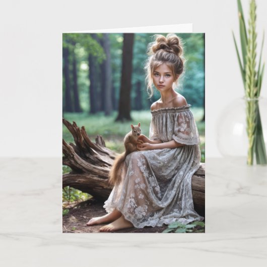 Denken aan je meisje met eekhoorn kaart (Voorkant)