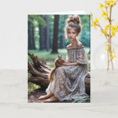 Denken aan je meisje met eekhoorn kaart (Gele Bloem)