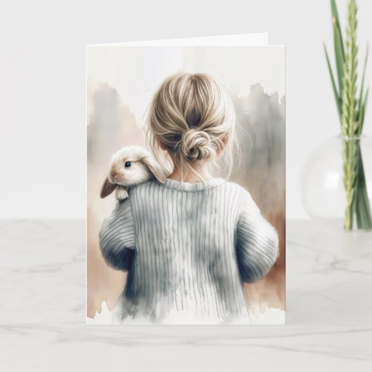 Denken aan je meisje met een konijn kaart (Voorkant)