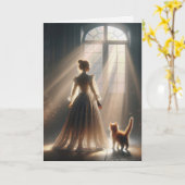 Denken aan je meisje met kitten kaart (Gele Bloem)