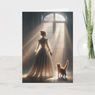 Denken aan je meisje met kitten kaart