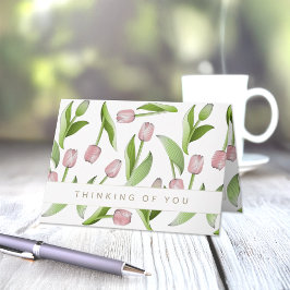 Denken aan je moderne roze tulp kaart