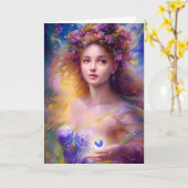 Denken aan je mooie vriend | Fairy Art Kaart (Gele Bloem)