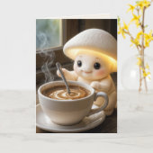 Denken aan je paddenstoel Munchkin met koffie Kaart (Gele Bloem)