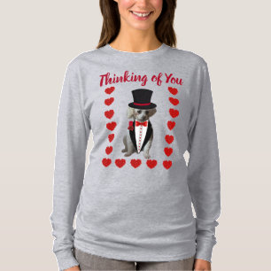 Denken aan je poedel rood grijs dames shirt