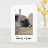 Denken aan je Pug Wenskaart Kaart (Gele Bloem)