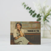 DENKEN AAN JE RETRO VROUW BRIEFKAART (Staand voorkant)