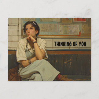 DENKEN AAN JE RETRO VROUW BRIEFKAART