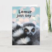 Denken aan je Schattigee Ring Tailed Lemur Pun Kaart (Voorkant)