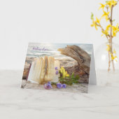 denken aan je tijdschrift en rozen over driftwood kaart (Gele Bloem)