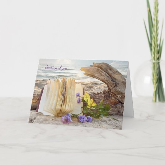 denken aan je tijdschrift en rozen over driftwood kaart (Voorkant)